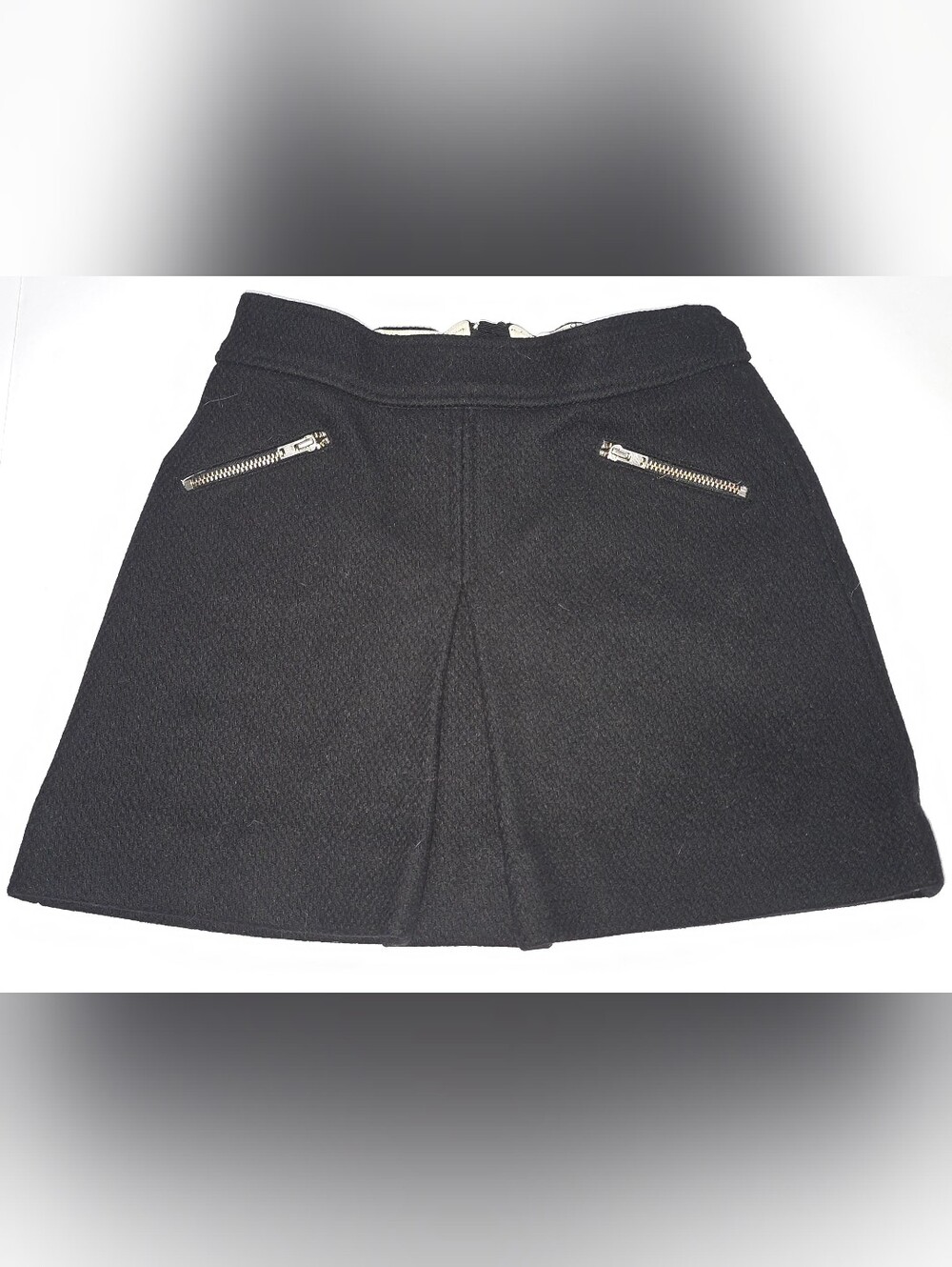 Bonpoint Black Textured A-Line Skirt with Zip Details